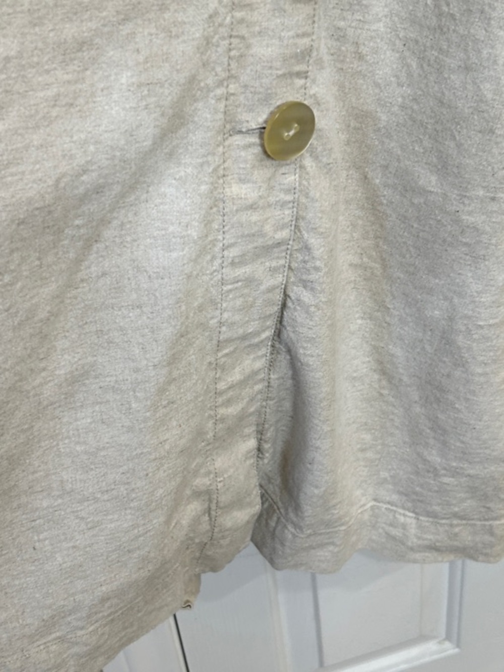 Free People Linen Blend Button Down Maxi Dress Duster Pockets Beige Large - Picture 9 of 12